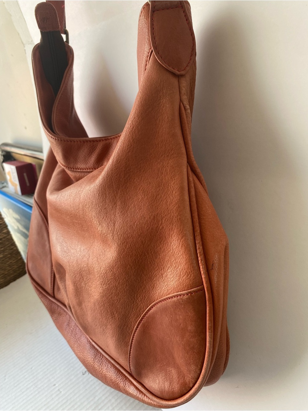 Moore & Giles Leather Slouchy Hobo Shoulder Bag Terracotta Boho Y2K - Picture 4 of 16